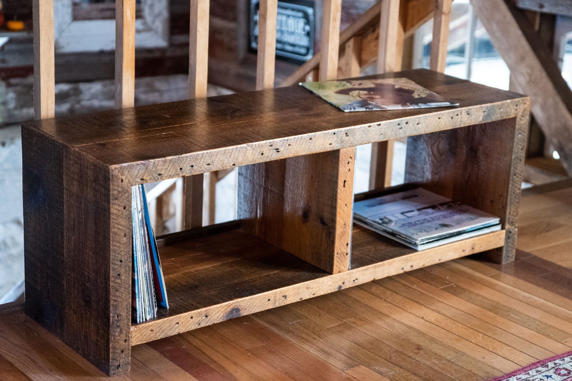 furniture, bench, large bench, record bench