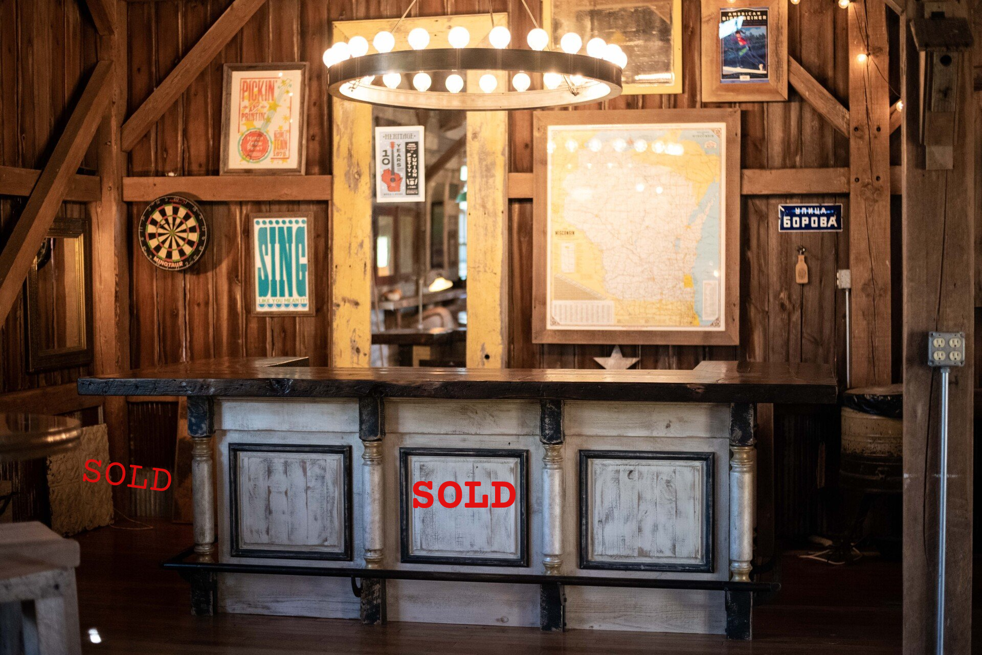 furniture, bar, custom bar, milwaukee wood, panels, columns, custom finish, bar top