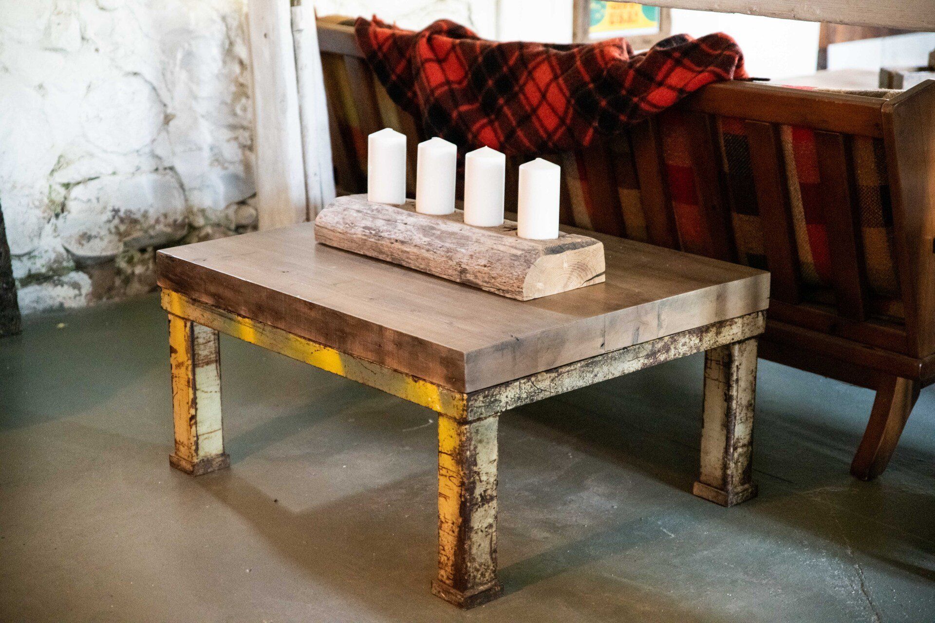 furniture, coffee table, maple top, salvaged