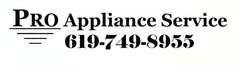 A blue and white logo for pro appliance service