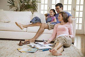 Family in living room  —  Heating in Hemet,CA