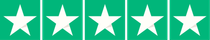 Five white stars on a green background in a row