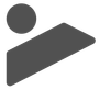 Gray geometric logo resembling a person leaning over a diagonal shape on a white background
