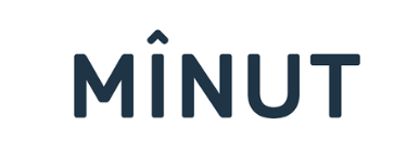 The word minut is written in black on a white background.