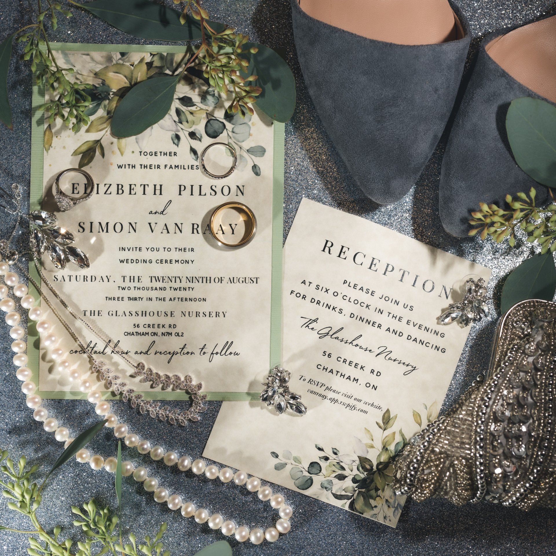 A wedding invitation for elizabeth pilson and simon van emay