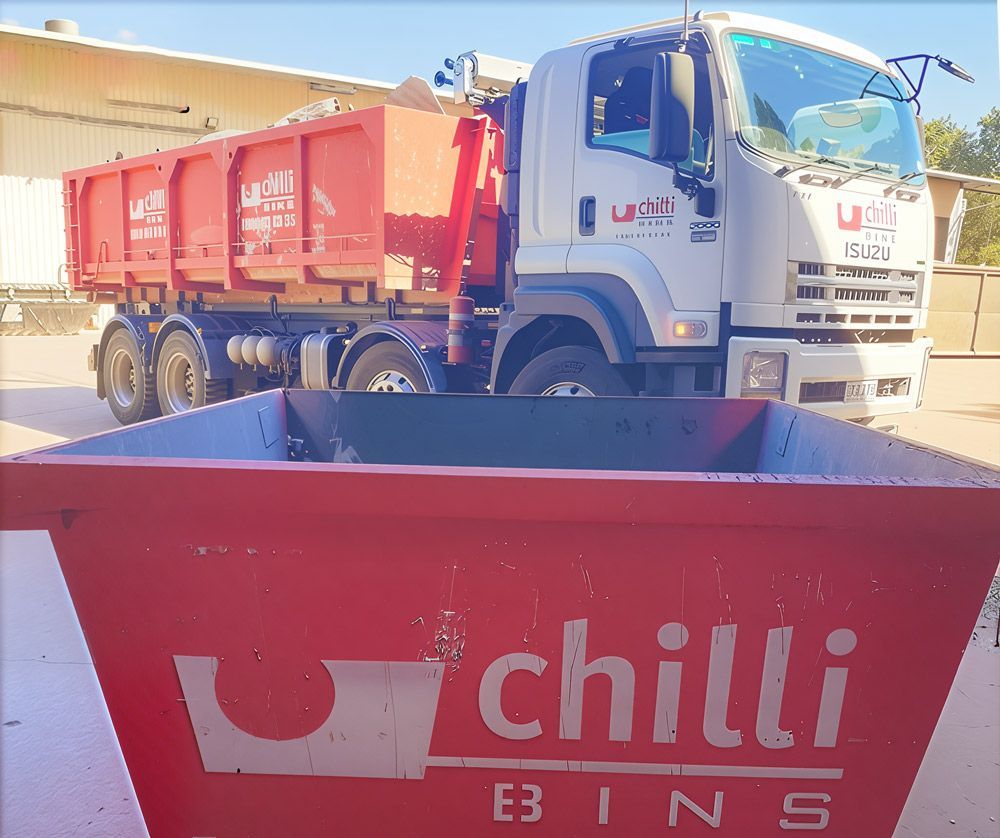 Closer Look Of A Red Skip Bin