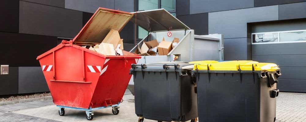 Recycle Waster And Garbage Bins Near An Office Building — Chilli Bins Skip Bins in Glenview, QLD