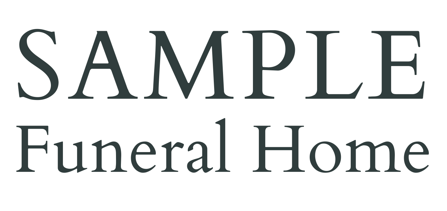 The logo for sample funeral home is shown on a white background.