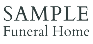 The logo for sample funeral home is shown on a white background.
