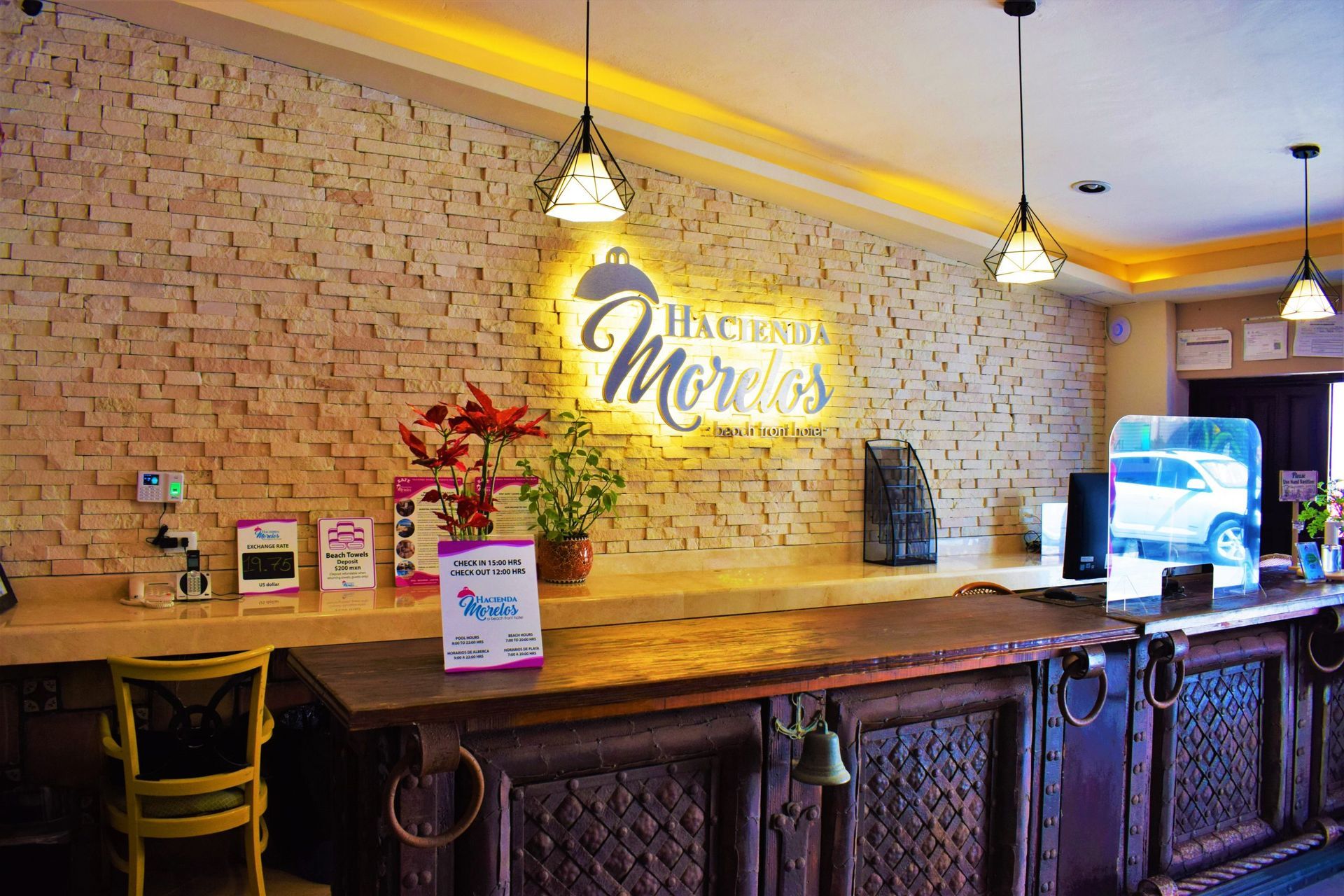 Hotel reception desk with 