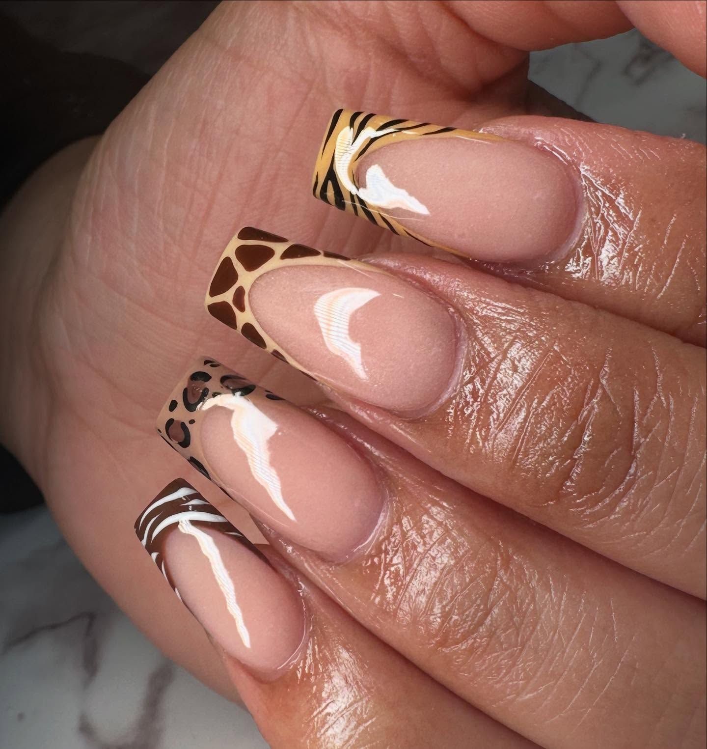 Animal print french manicure