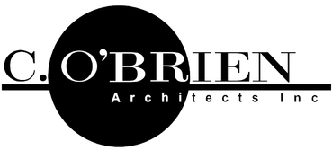 A black and white logo for c. o'brien architects inc