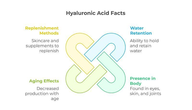 A diagram showing the benefits of hyaluronic acid.