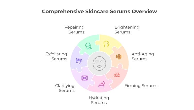 A diagram showing the different types of skincare serums.