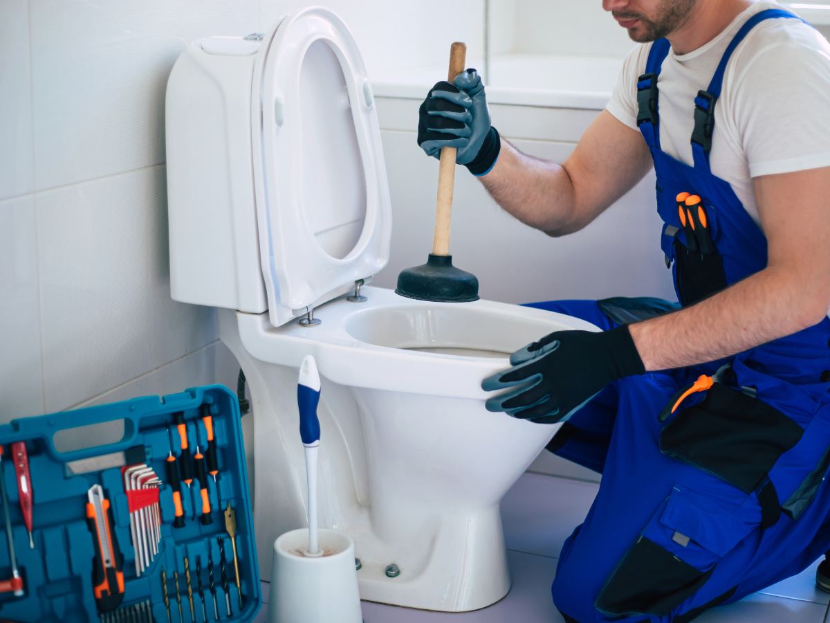 Professional plumber performing bathroom plumbing in Arurora, CO.