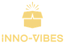 Een logo voor een bedrijf genaamd inno-vibes met een doos en een licht dat eruit komt.