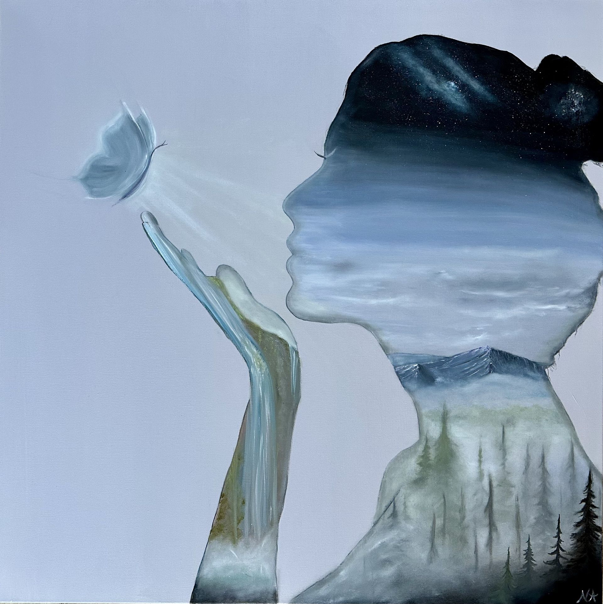 original painting by Nicole Ann being displayed on wall