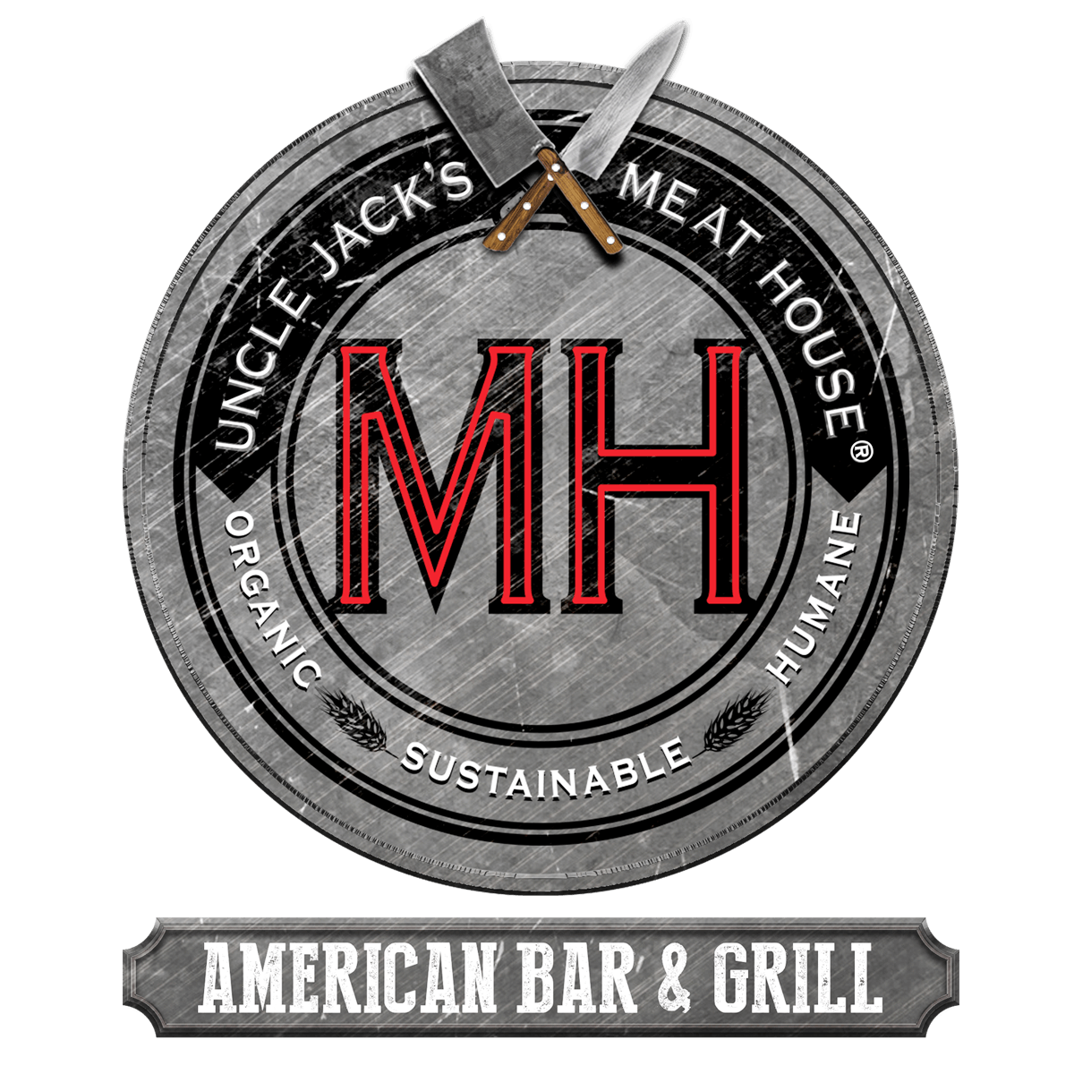 the logo for uncle jack 's meat house american bar and grill