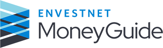The logo for envestnet money guide is blue and black.