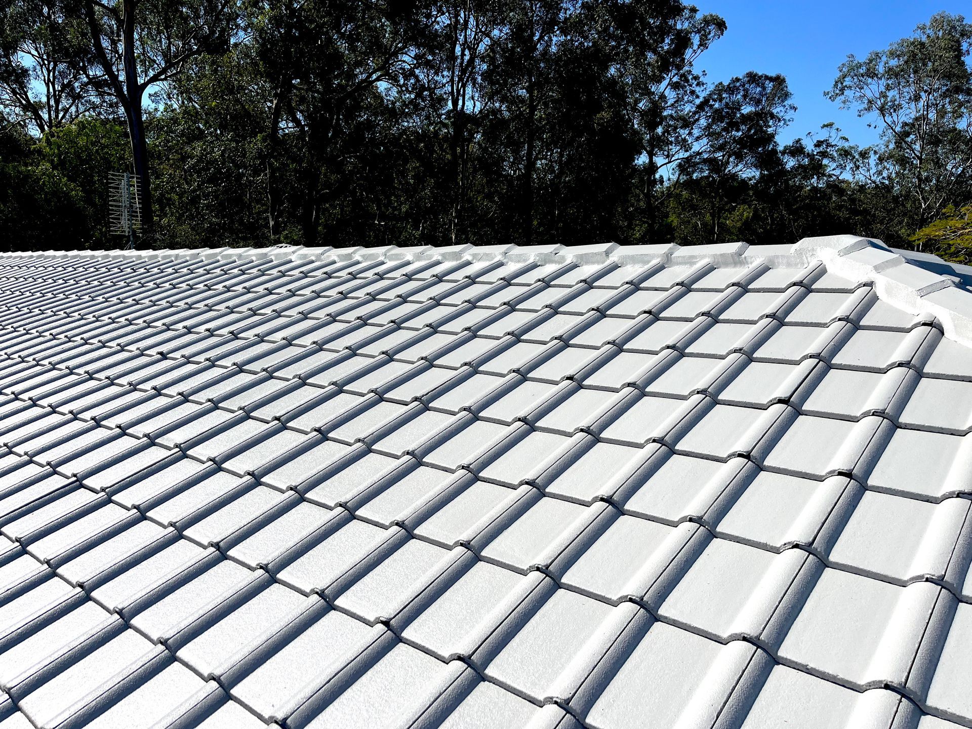 Restored white-tiled roof Showcasing Meticulous Craftsmanship — Tile Roof Restoration in Southport QLD