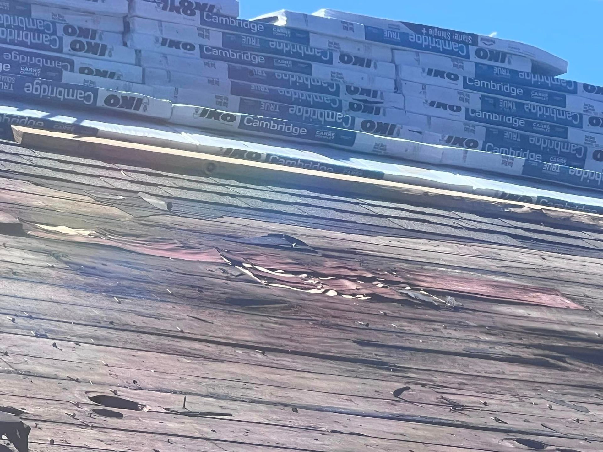 A roof with a lot of bricks on it