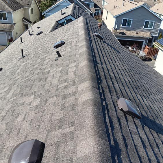 A roof with a lot of vents on it