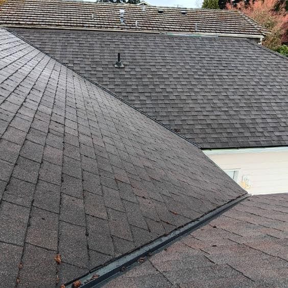 A close up of a roof with shingles on it.
