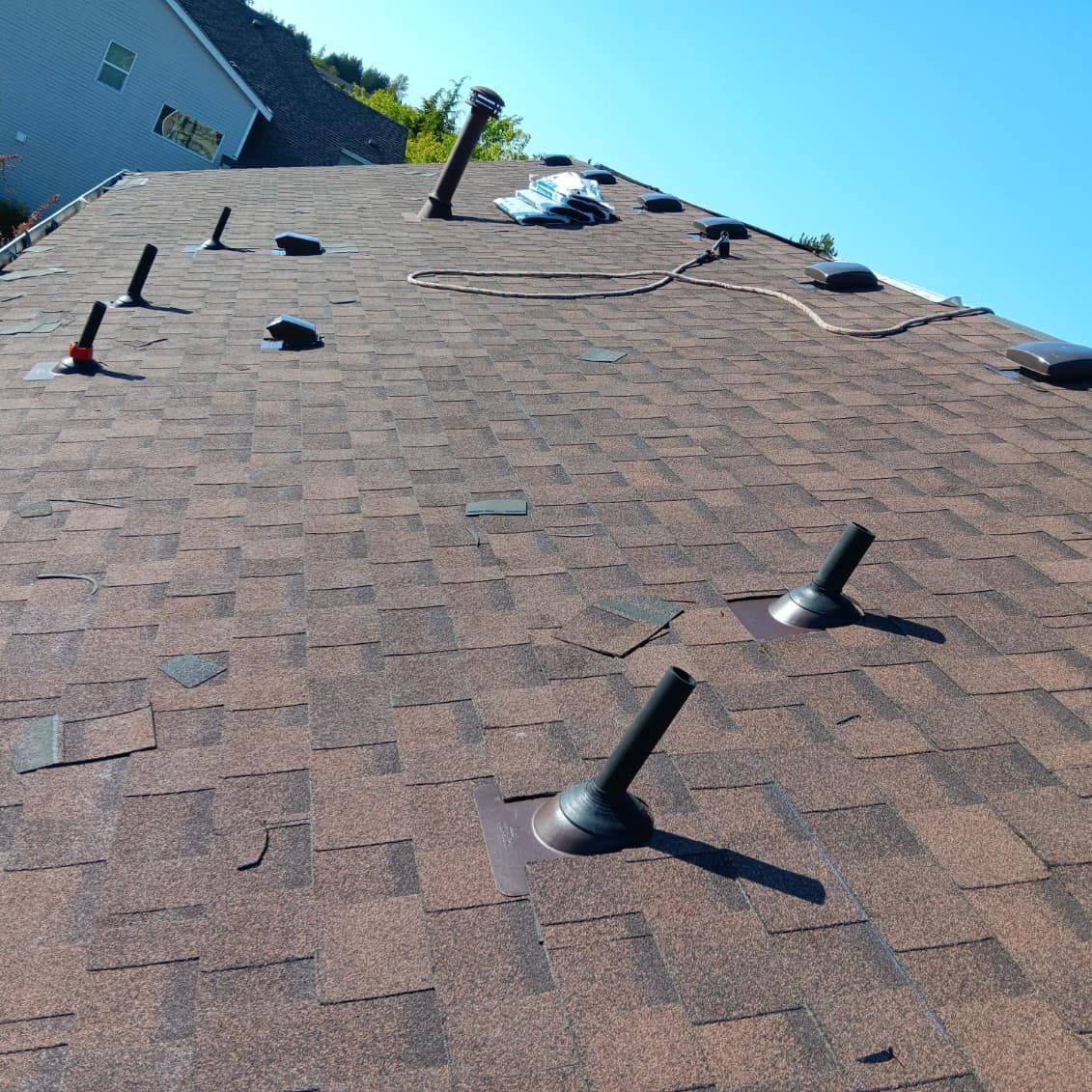 A roof with a lot of screws on it