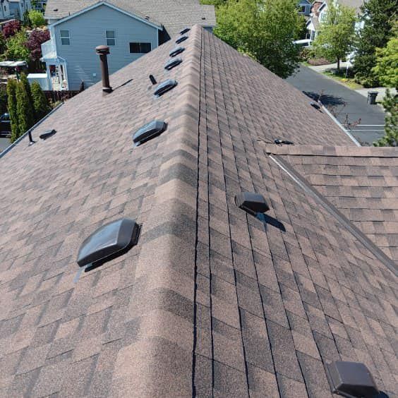 A roof with a lot of vents on it