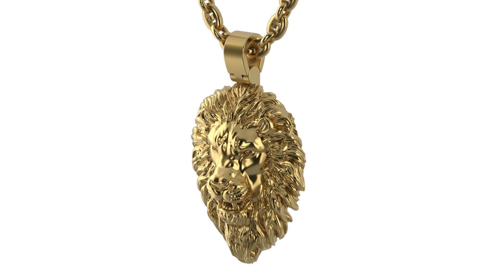 14k Solid Gold Lion Head (Pendant Only)