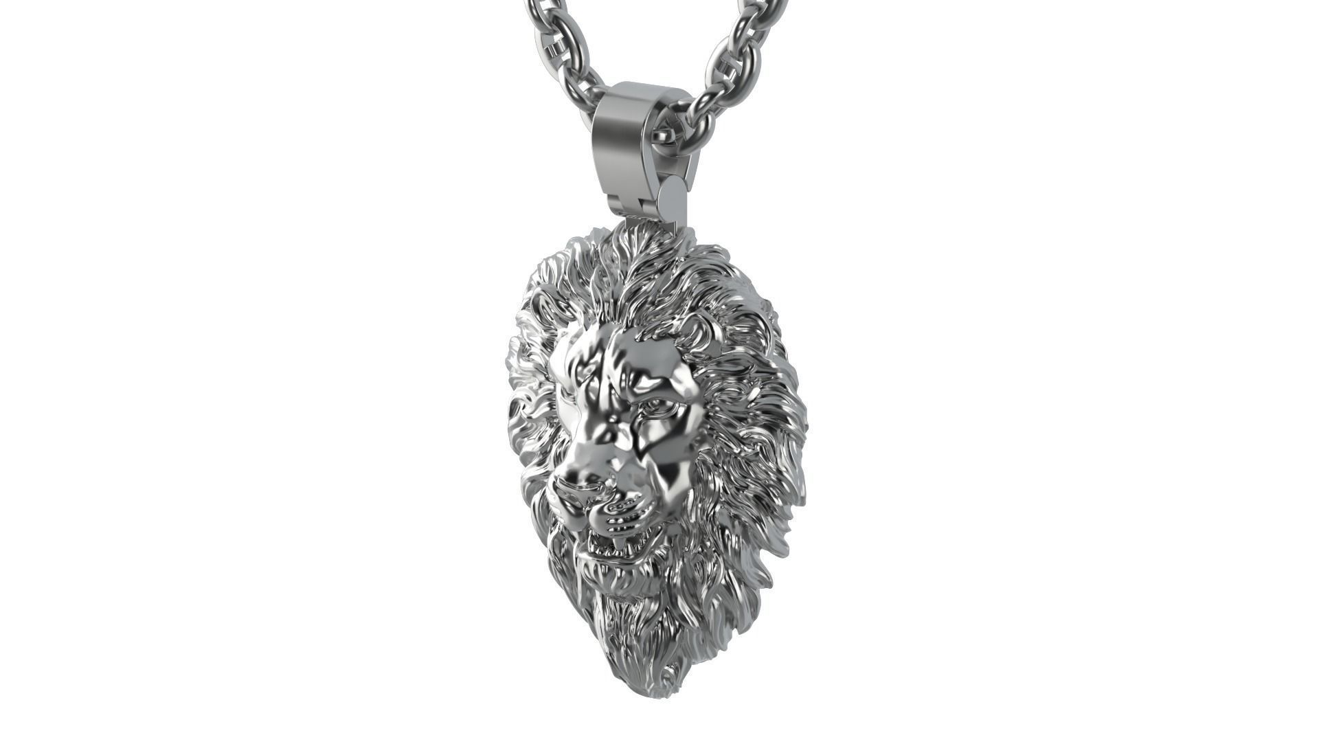 Solid .925 Silver Lion Head (Pendant Only)