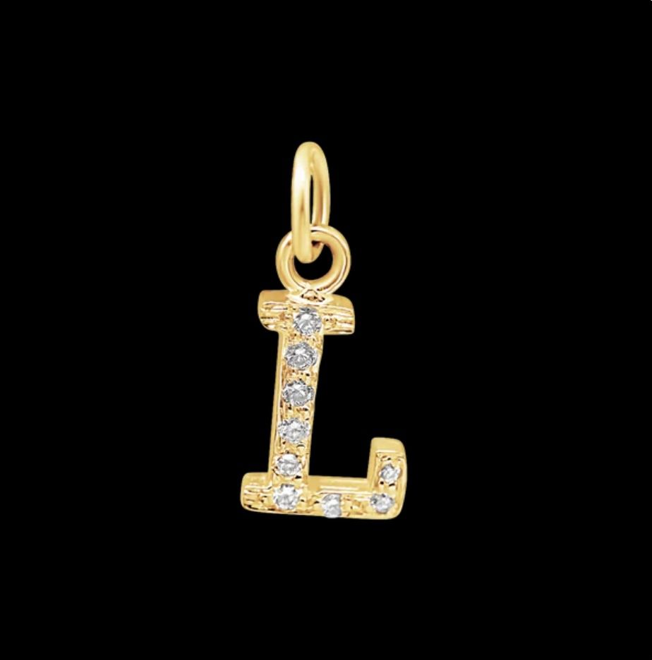 14K Gold Natural Diamond Initial Pendant – (Available in A–Z)