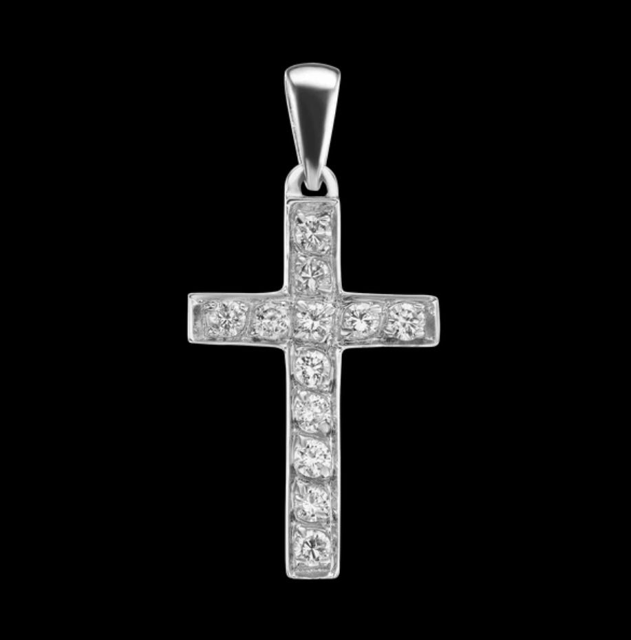 “Trinity Flood” – 14K Gold & 1.80ct Diamond Cross Triple threat: Gold. Diamonds. Faith.