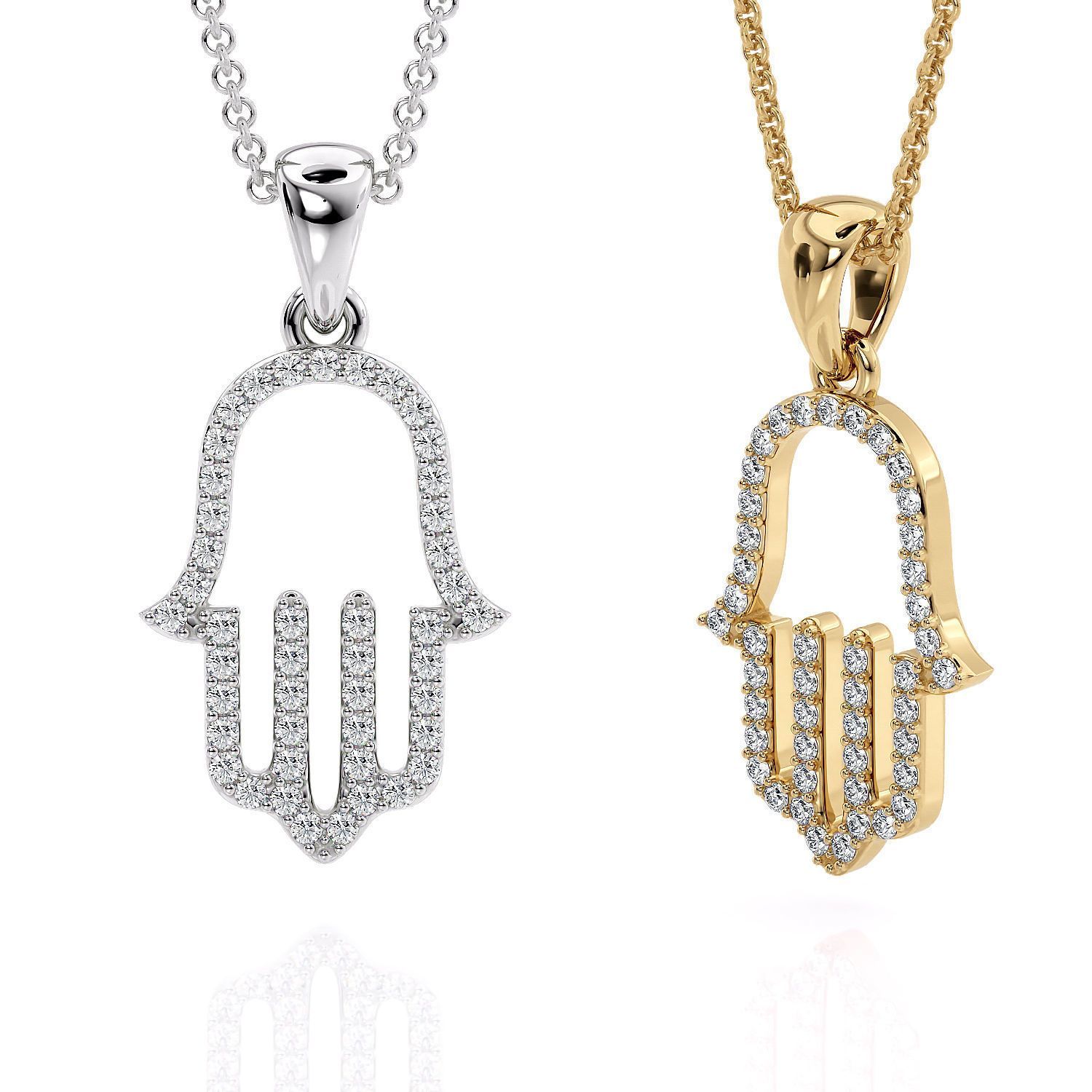 Divine Protection Hamsa Pendant in Solid 14K Gold