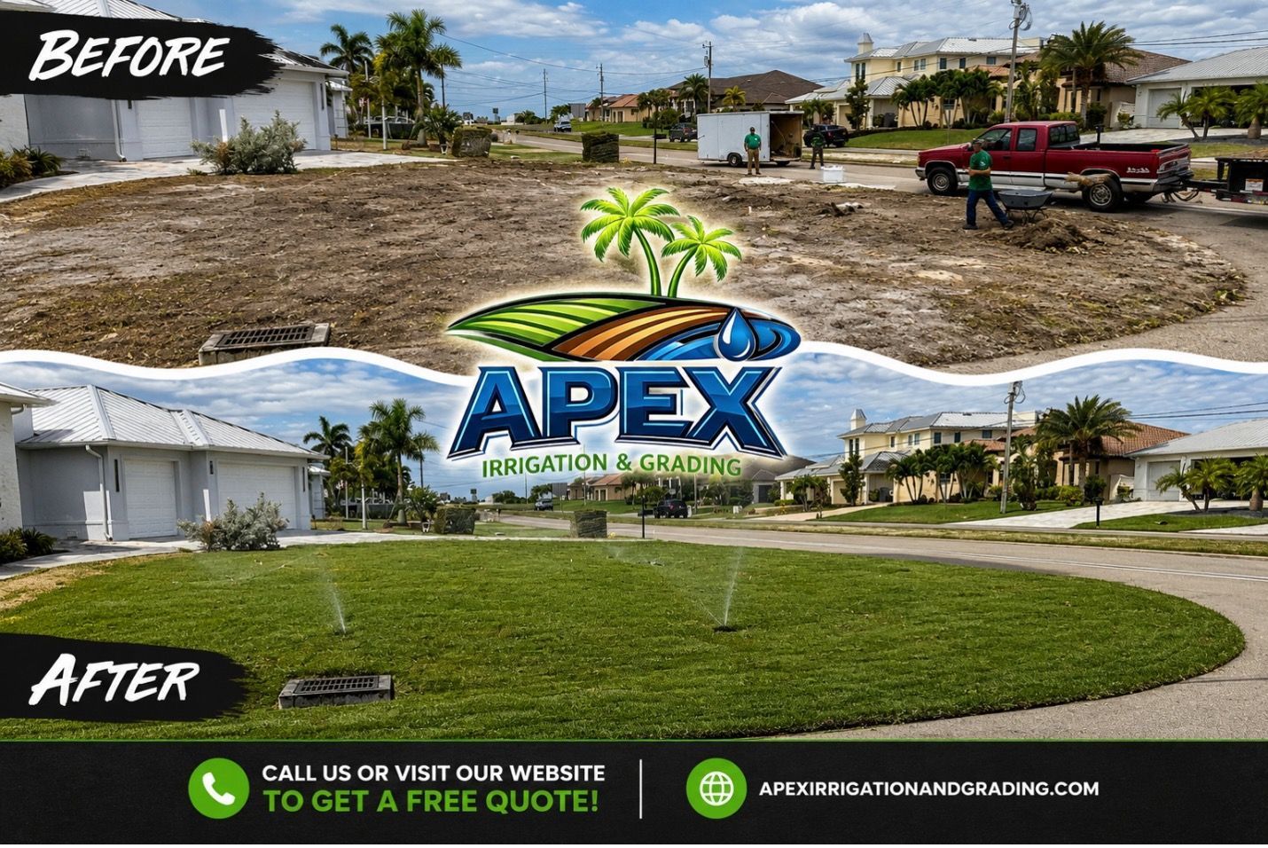 Residential sod and irrigation installation project in Cape Coral FL