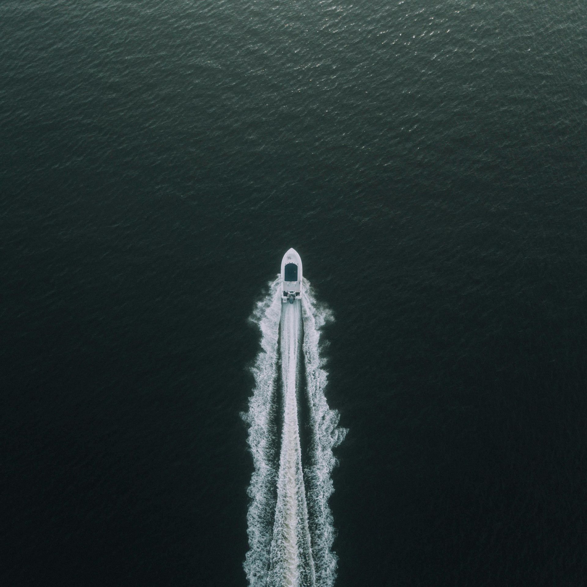 Aerial of Boat in open owater