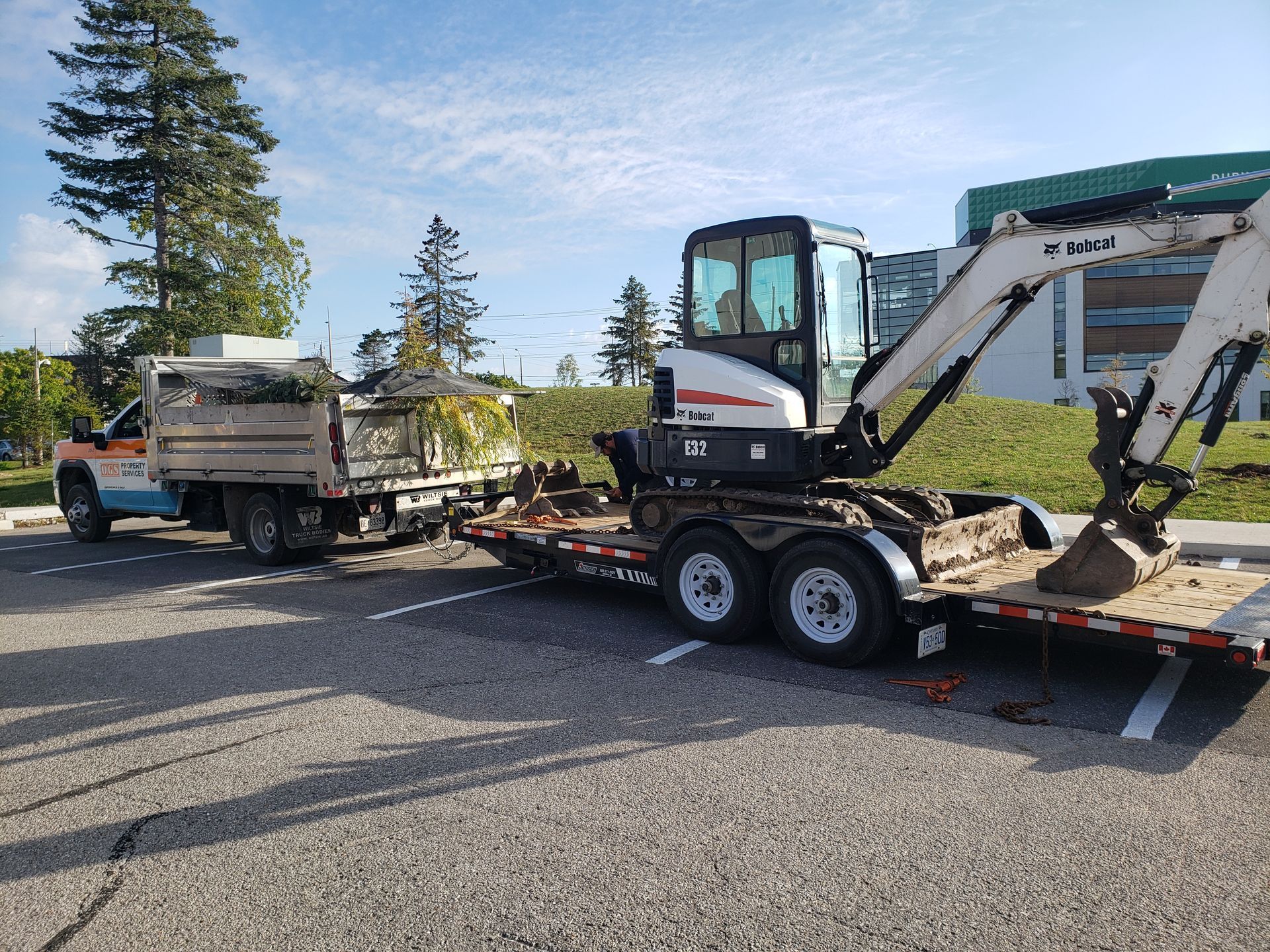 commercial fall cleanup at Durham College in Oshawa