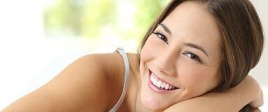 Beautiful girl with white teeth smiling — Dental Care in Greenville, SC
