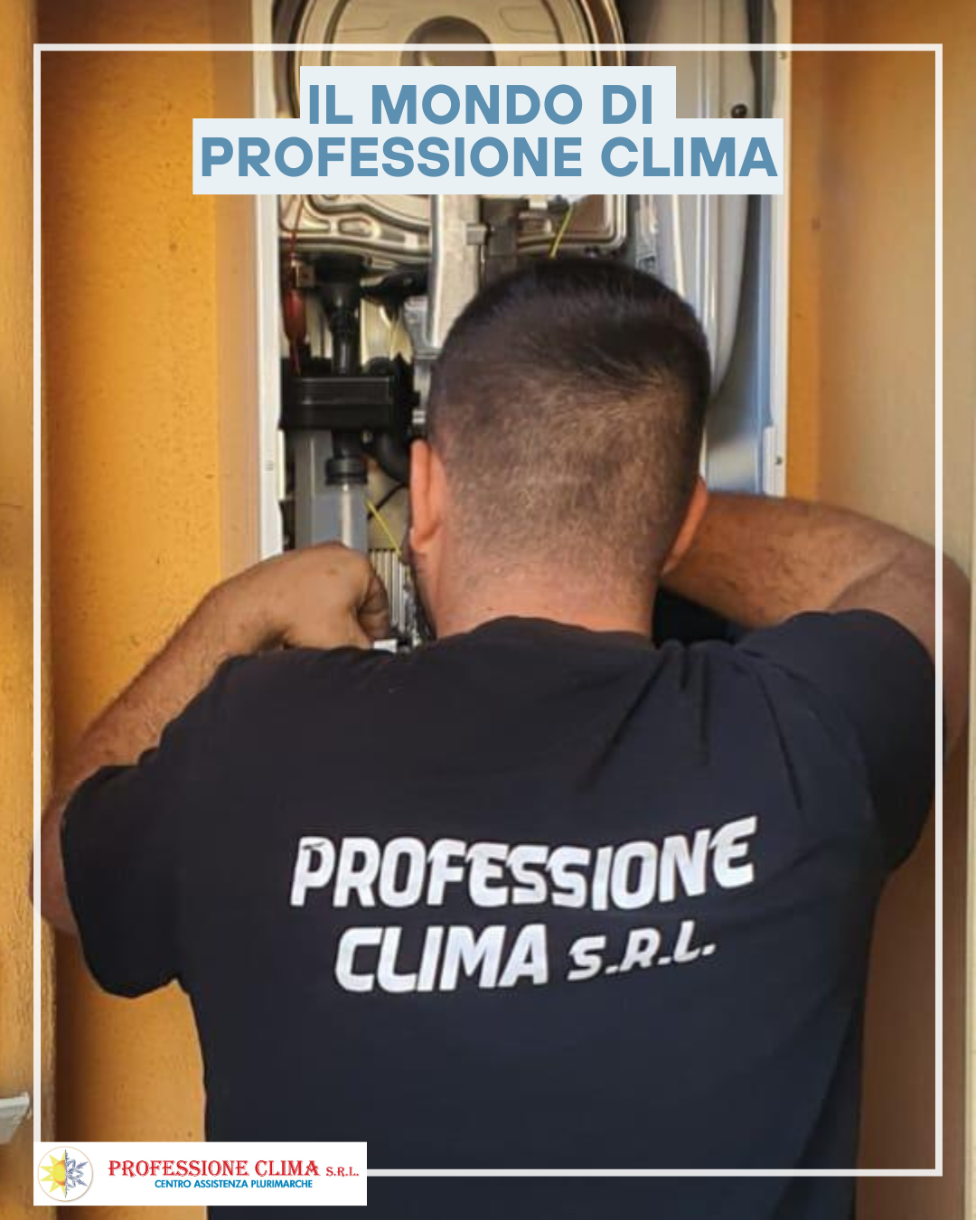 Un uomo sta riparando una caldaia con un cacciavite e un asciugamano.