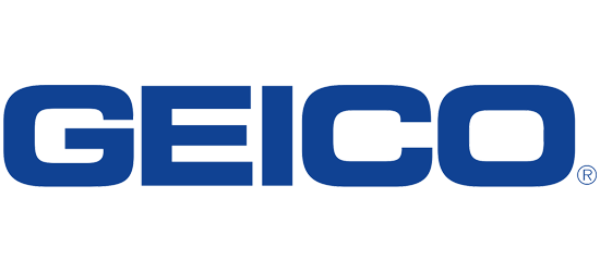 The geico logo is blue and white on a white background.