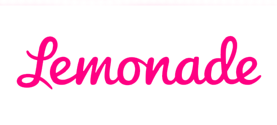 The word lemonade is written in pink on a white background.