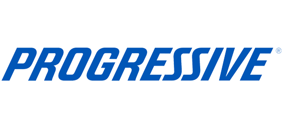 The logo for progressive is blue and white on a white background.
