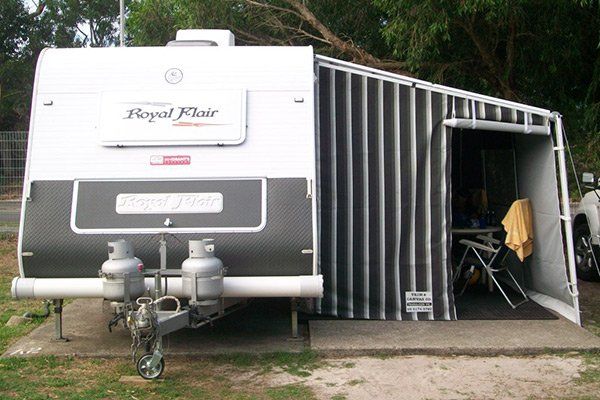 camping trailer with canvas cover