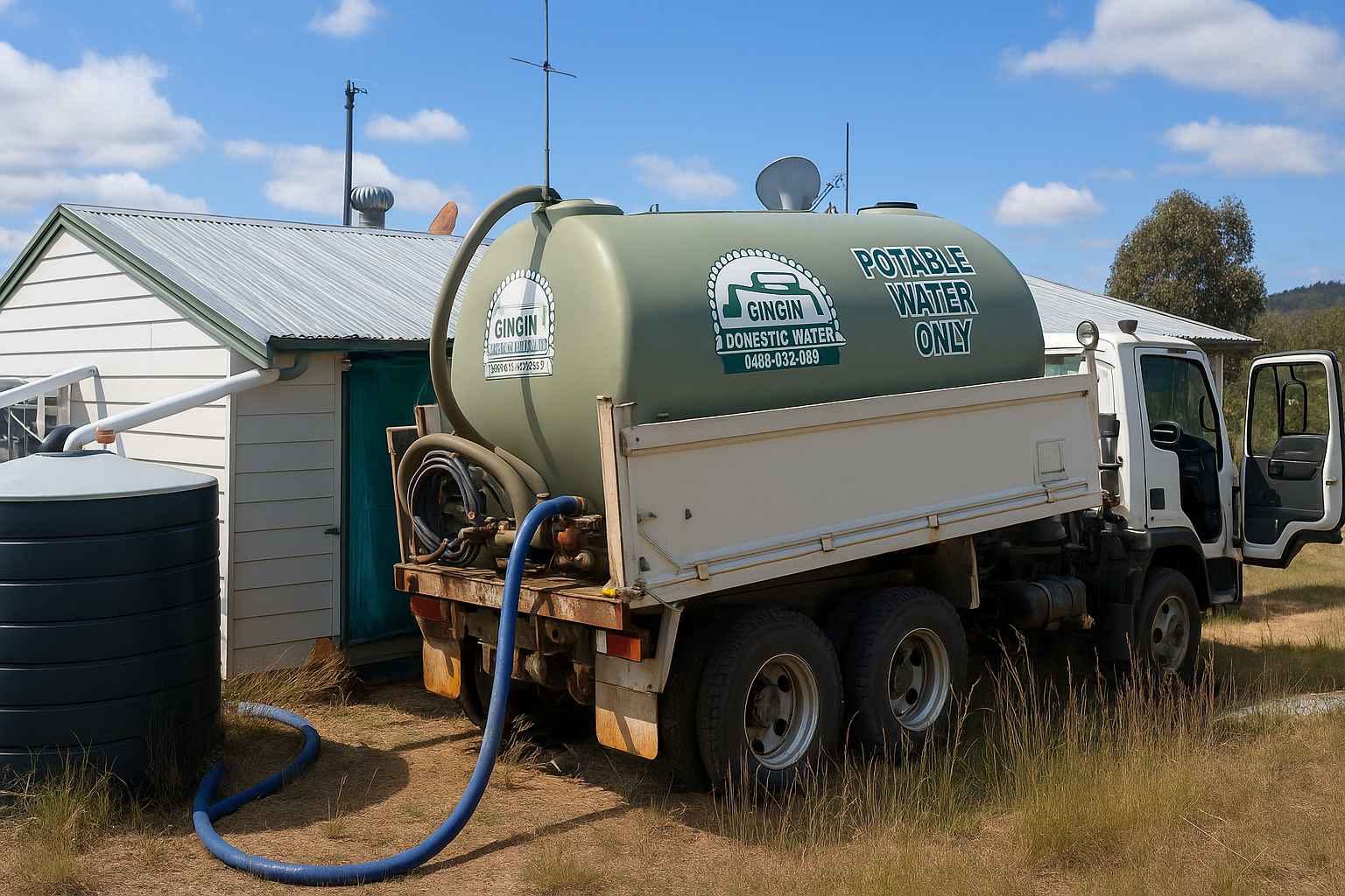 White Water Tank on A Rooftop — Gin Gin Domestic Water Supplies in Wallaville, QLD