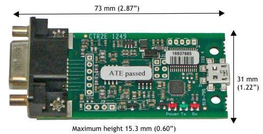 Internal front side dimensions of the DSCUSB strain gauge digital conditioner.