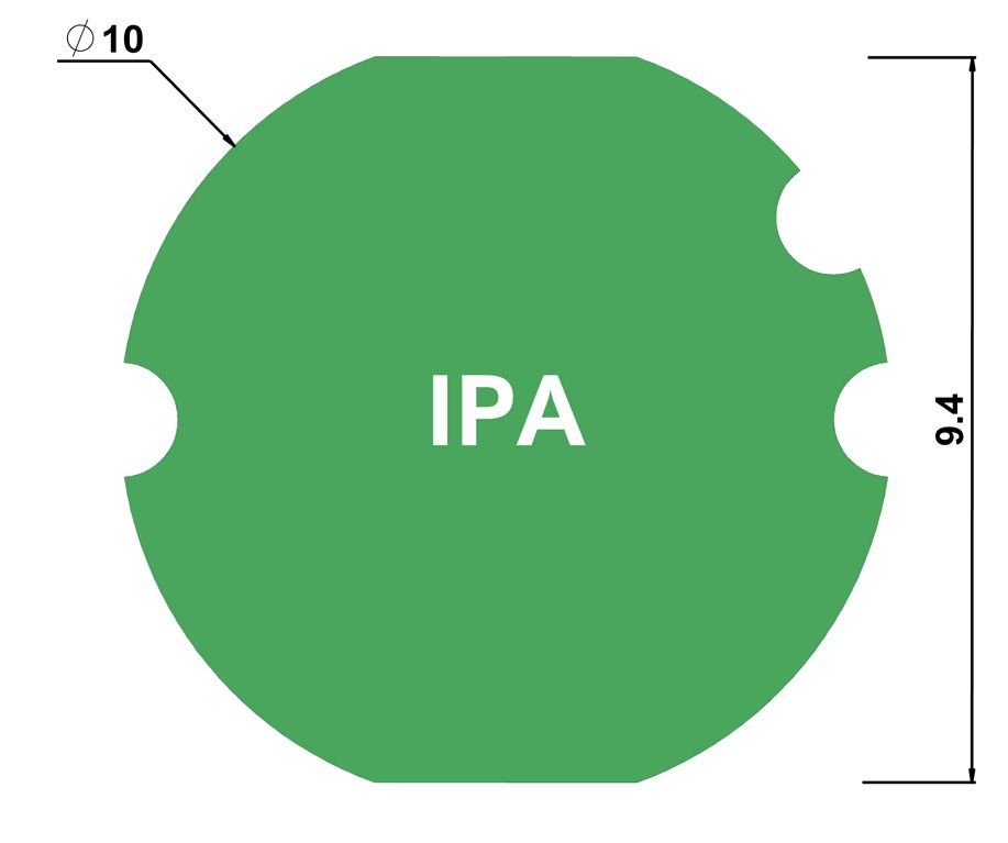 Outline dimensions for the IPA ultra-miniature amplifier.