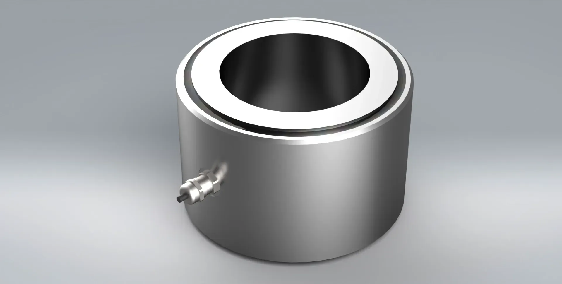 3D model of a silver stainless steel CLS high performance column style compression load cell.