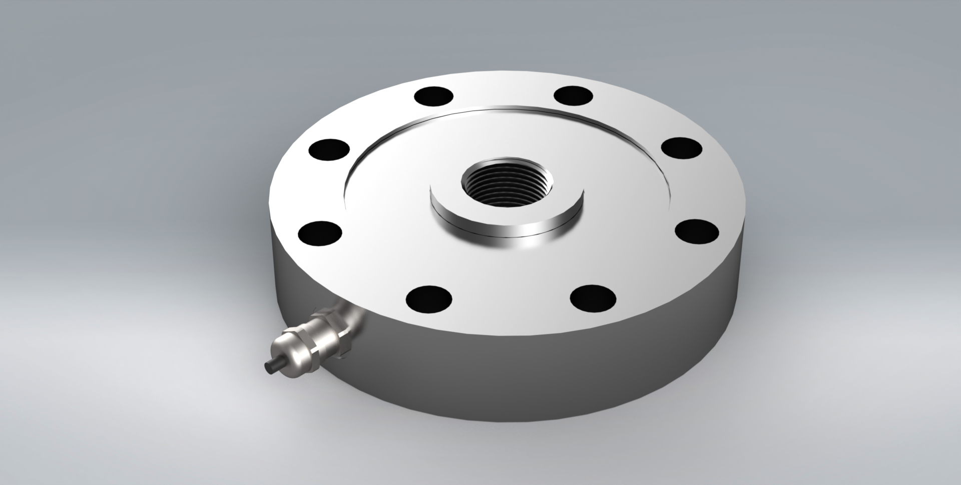 A 3d model of a metal object with holes in it