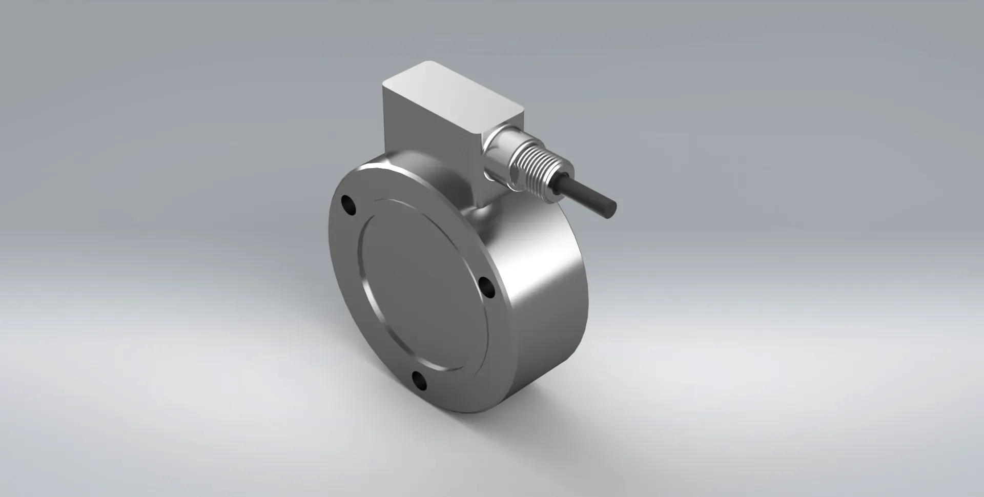 Side view of the C2S stainless steel diaphragm load cell on a grey background.