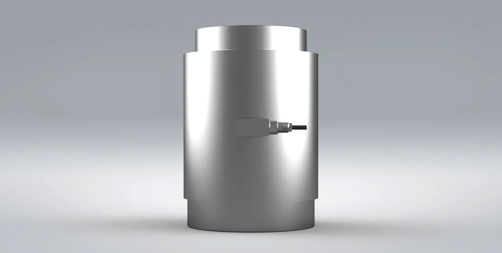 Hermetically sealed column load cell from PCM on a grey background